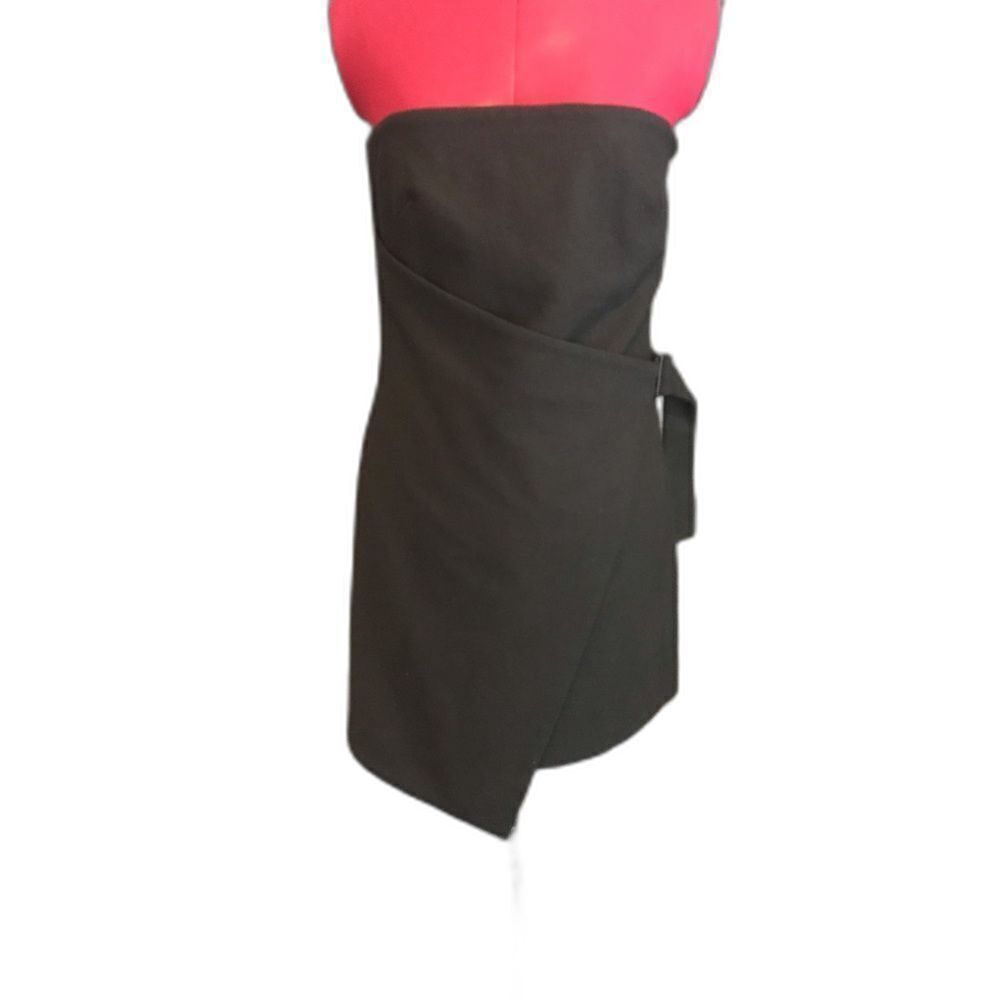 NWT Kate Spade Saturday Dress Size 2 Black Buckle Over Strapless Wool
